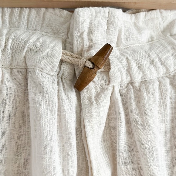 Free People Linen Cotton Blend Off White Cropped High Waist Trousers Pants XS - Picture 7 of 14